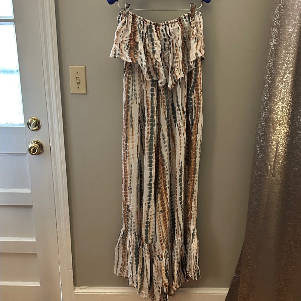 Free People Multicolor Strapless Wide Leg Romper Sz Small